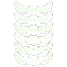 6入螢光夜光臨時臉部紋身貼紙,UV感光發光星星月亮與愛心貼紙,適合嘉年華與節日妝容 - 綠色 - 查看 3