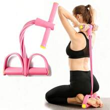 4-Tube Pedal Resistance Band, Multi-Function Sit-Up Pull Rope Yoga Abdominal Trainer, Portable Elastic Leg Arm Waist Fitness Equipment, Suitable For Home Gym Body Shaping - Multicolor - View 7