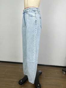 Casual Washed Straight Leg Denim Jeans - Light Wash - View 3