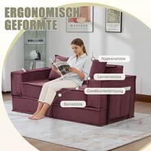Modern Sofa Bed Frame Beige 2 Seat - 勃根地雙座 - 查看 3