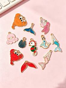 10/20pcs Cartoon Ocean Creature Oil Drop Pendant Creative DIY Necklace Earrings Jewelry Accessories Keychain Charm - Multicolor - View 1