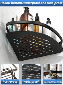 2pcs Stainless Steel Rust-Proof Bathroom Shelf, Large Capacity Shower Caddy, Suitable For Bathroom Storage And Home Decor, No Drilling Required - Multicolor - View 10
