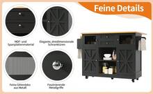Kitchen Island With Worktop, Buffet With Shelves And Drawers - Black - Black - View 8