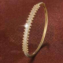 1pc Geometric Gear Shaped Design Cubic Zirconia Inlaid Women Fashion Bracelet - Multicolor - View 1