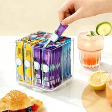 コーヒースティック 収納ケース アクリルケース ティーバッグケース 透明 コーヒーポッドカプセル収納 ティーバッグラック カプセル収納 小物整理 (透明 6仕切り) - 透明 回転式 4仕切り - チェックする 8