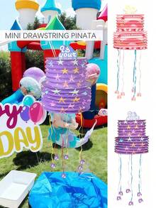1pc Mini Pull String Pinata Surprise Gift Box For Kids Birthday Party Holiday Gathering Decoration - Multicolor - View 2
