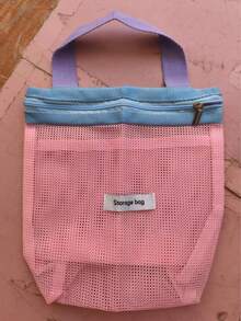 1pc Portable Mesh Storage Bag, Multi-Compartment Design, Transparent View, Suitable For Cosmetic Storage, Lightweight And Practical, Essential For Travel, Student Version, Portable For Glasses, Skincare, Fitness, Swimming, Toiletry Bag - Multicolor - View 13