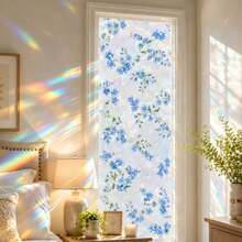 Blue Forget-Me-Not Floral Privacy Window Film | 3D Rainbow Static Cling Glass Sticker, Glue-Free Heat Control UV Protection Decal, Suitable For Home Bathroom Kitchen Bedroom - Blue Window Sticker - View 6
