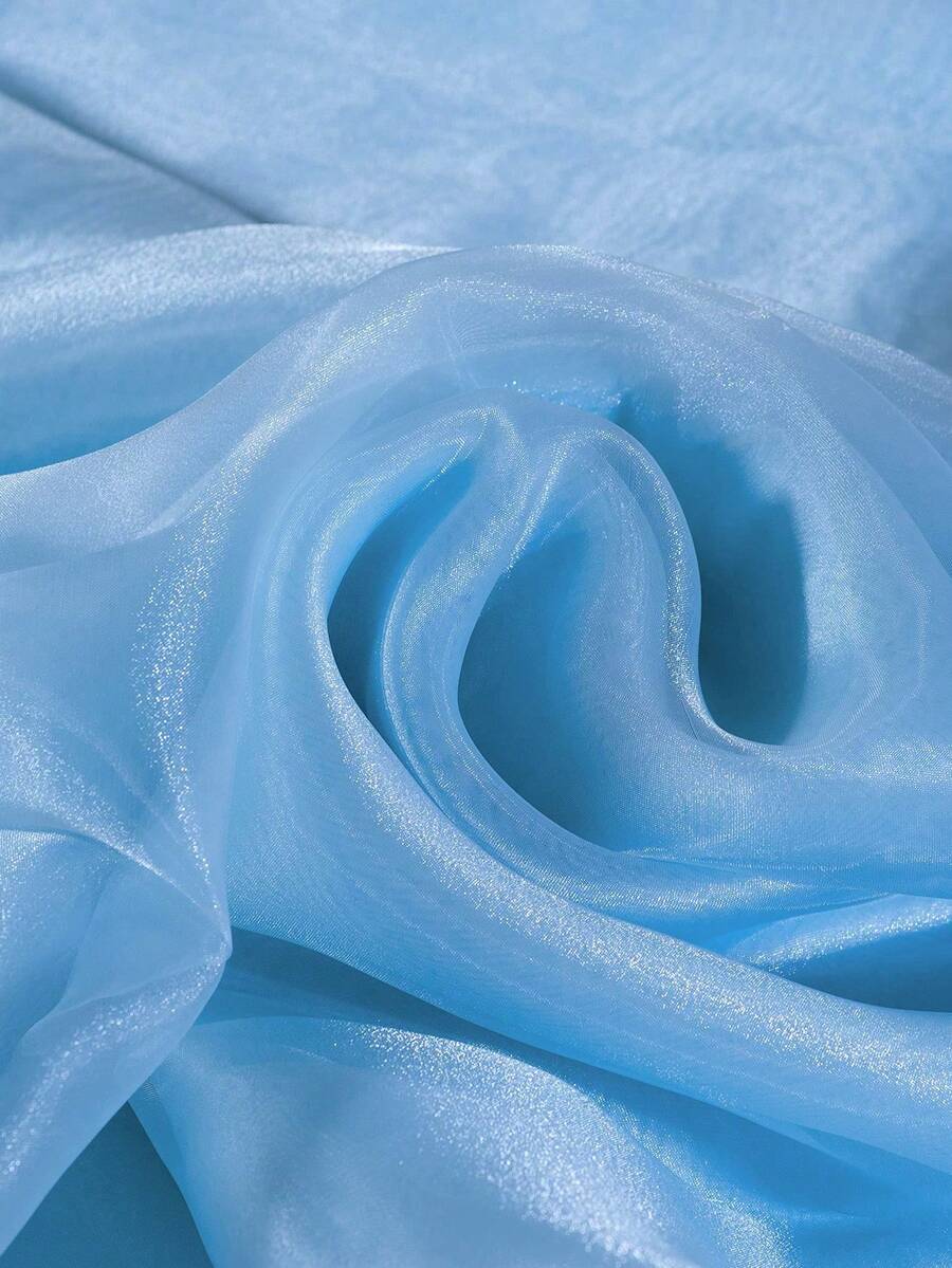1 Stück glänzender Wasser-Organza-Eisgarn, Kleid Hochzeitskleid Schmuck Hintergrund handgefertigter DIY Stoff - Aquablau - Übersicht 1
