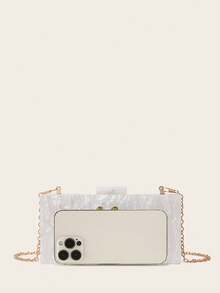 Mini Acrylic Striped Patchwork Bag - White - View 6