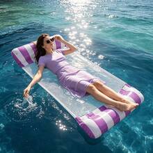 2pcs Floating Bed Set, Inflatable Float, Inflatable Pool Hammock, Multi-Functional PVC Pool Float With Saddle, Lounge Chair And Drifting Function, Perfect For Travel And Family Pool Time, Ideal For Vacation, Beach, Sunbathing, Pool Party - Multicolor - View 6