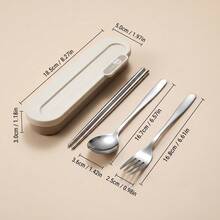 Travel Utensils With Storage Box, 304 Stainless Steel Reusable Silverware, Spoon And Fork Set For Lunch Box, Chopsticks, Portable Cutlery Set, Camping Utensil Set, Mess Kit For Camping 1 Person, Lunch Box Accessories For Adults, Student - Multicolor - View 17