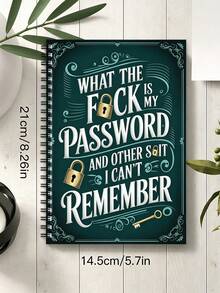 Fun Spiral Bound Password Notebook, Teal Cover With Gold Key Design, 70 Pages, For Securely Recording Internet And Computer Login Names And Passwords, Suitable For Home, Office Or Scrapbook Set, Password Book, School Supplies, Back To School - Multicolor - View 11