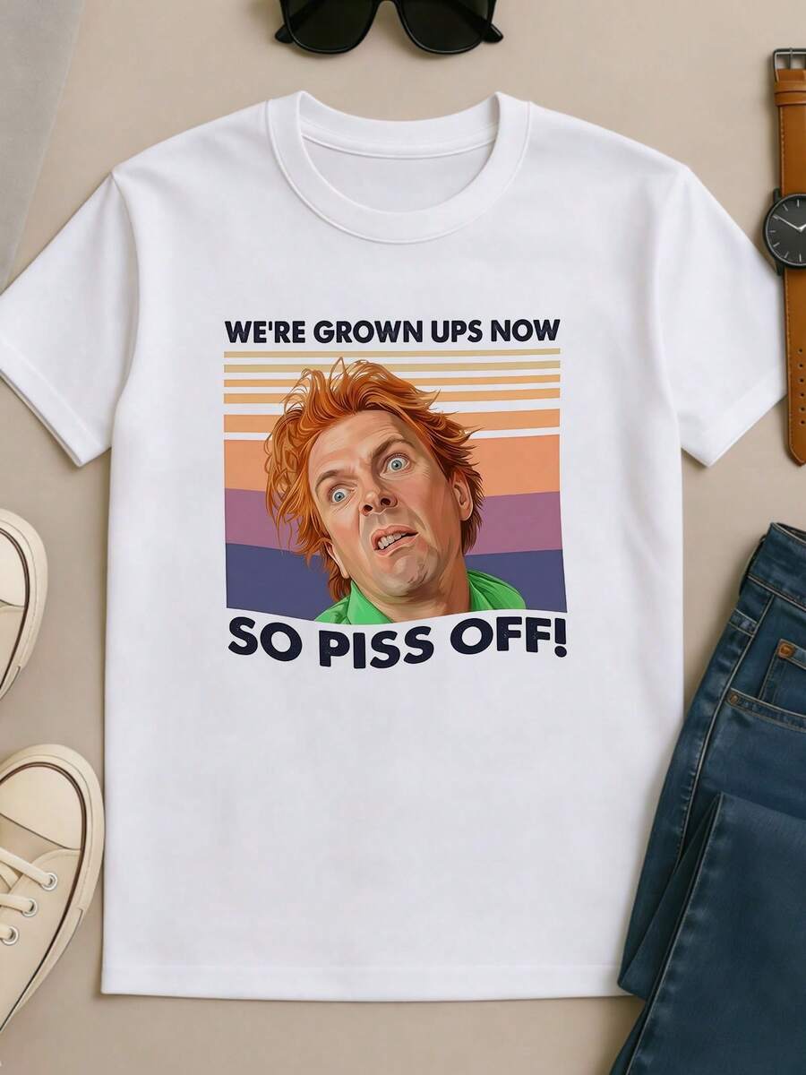 Red_Haired_British_Comedy_Character_Retro_Sunset_Strip_Funny_Quote_Unisex_Graphic_T-Shirt - 白色 - 查看 1