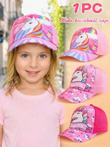 1PC Kids Cartoon Unicorn Baseball Cap, Fashionable Colorblock Duck Bill Hat, Suitable For Kids Daily, Vacation, School Sun Protection, Multiple Styles Available - Multicolor - View 1