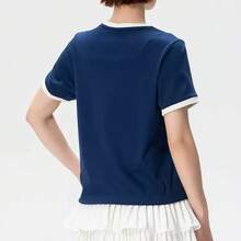 Adidas New Summer Breathable Sports Casual Women's Comfortable Crew Neck Short Sleeve T-Shirt - Blue and White - View 3