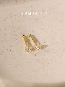 1pc S925 Sterling Silver Diamond Star Nose Stud, Pure Silver 14K Gold Plated, Mini Diamond Star Nose Stud/Earring, Men's And Women's Nose Piercing Jewelry, Multi-Functional Pure Silver Piercing Jewelry, Suitable For Daily Wear - Multicolor - View 2