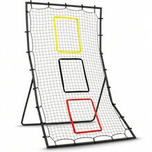 Ataucjin Baseball Softball Training Net - 6x4 Ft Pitching Rebounder With 3 Fielding Goal Zones,For Pitching And Fielding,Back Practice - Black - View 1