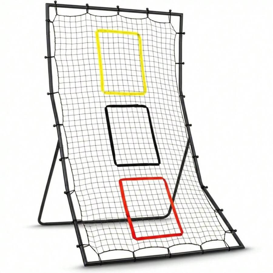 Ataucjin Baseball Softball Training Net - 6x4 Ft Pitching Rebounder With 3 Fielding Goal Zones,For Pitching And Fielding,Back Practice - Black - View 1
