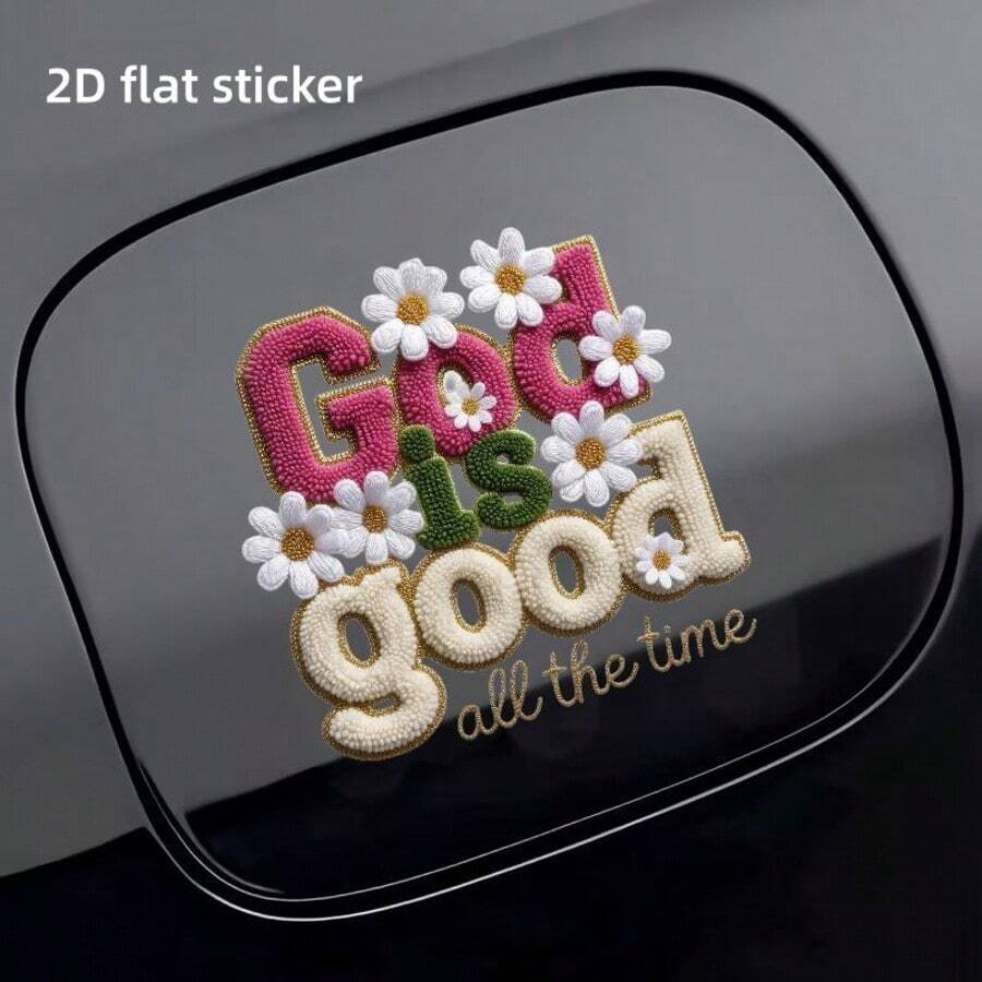 馬卡龍色仿縫線 Faith 車身貼紙,花卉雛菊「God Is Good」乙烯基貼花,適用於汽車油箱蓋、車門、後窗,耐候戶外車輛裝飾 - 貼紙 - 查看 1