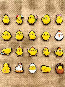 20pcs Cute Little Yellow Chick Series Shoe Charms, Yellow Beach Flat Sandals Decoration Accessories Outdoor Clogs Customizable Shoe Charms - Multicolor - View 4
