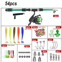 Fishing Rod Set, Includes Telescopic Fishing Rod, Spinning Reel, Bait, Fishing Hooks, Travel Fishing Rod Set - Multicolor - View 2