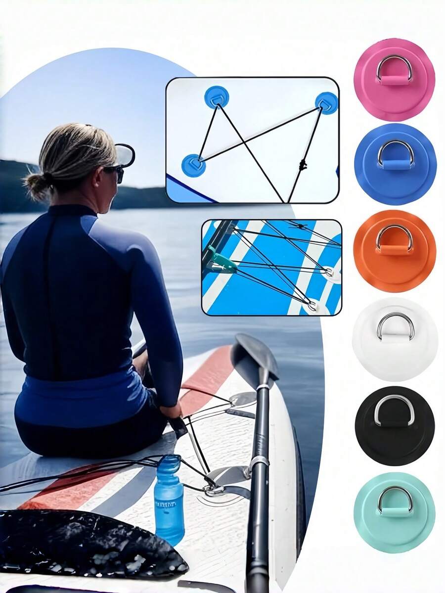 4pcs Round D-Ring Fixing Washers, Boat D-Ring Patch, Water Sports Accessories, Suitable For Stand Up Paddleboard, Kayak, Saltwater Environment - Multicolor - View 1