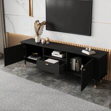 Tv Stand Black Made Of Wood For Living Room - 黑色 - 查看 5