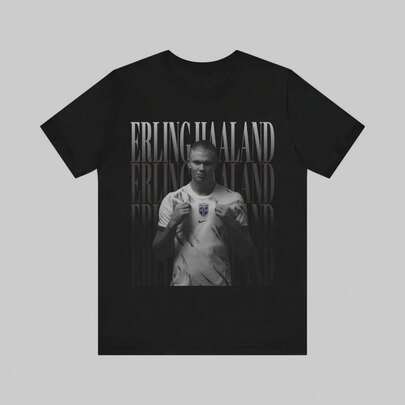 T-Shirt With  Print, Manchester City T-Shirt, Haaland Fan T-Shirt, Gift For Football Lovers, Sports T-Shirt. YRIO