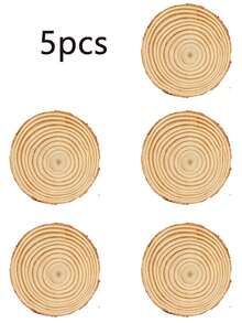 5pcs/10pcs Bulk Round Wood Slices, Undrilled, With Bark, DIY Wood Crafts, Suitable For Hand Painting, Pyrography, Carving, Christmas Tree Decoration, Wedding Gift Tags, Thanksgiving Autumn Tabletop Decor And Making Artistic Coasters - Round Wooden Board - View 11