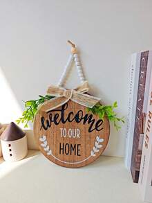 1件綠葉蝴蝶結木製門牌「Welcome Home」牆掛裝飾（小圓形），適用於玄關門、牆面、房間、居家、客廳、臥室、商店及各種場合，感恩節、聖誕節禮物，送給朋友與家人的節日禮物 - 彩色 - 查看 9