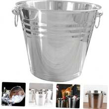 1 Piece Household & Commercial Stainless Steel Ice Bucket, Not Easy To Deform, Double Handles For Easy Carrying, Smooth And Easy To Clean, Suitable For Storing Ice And Chilling Red Wine And Champagne In Bars And Family Gatherings - View 6