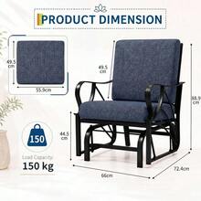 Techigher Set Of 2 Garden Swing Glider Chairs With Cushions, Weatherproof Metal Outdoor Rocking Chairs, Patio Armchair Set For Lawn, Deck & Balcony - Multicolor - View 6