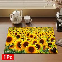 1pc Home Decor Sunflower Pattern Printed Dish Drying Mat, Coffee Machine Absorbent Mat, Sink Drain Mat, Cup Absorbent Mat, Kitchen Supplies, Bathroom Supplies, Kitchen Countertop Decoration - Multicolor - View 13