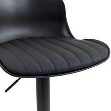 Rotating Bar Stool Set Of 2, Grey Plastic Backrest Synthetic Leather - 黑色 - 查看 11