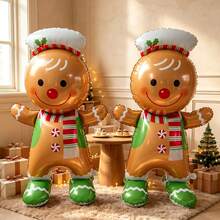 1pc Extra Large 155cm Gingerbread Man Base Shaped Cartoon Christmas Party Decoration Aluminum Foil Balloon - View 2