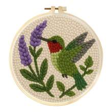 DIY Punch Needle Embroidery Kit Hummingbird Flying In Flower Bush Beginner Friendly Punch Needle Embroidery Set With Embroidery Hoop And Printed Pattern Suitable For Craft Enthusiasts And Home Decor - 13 - Embroidered Set - View 8