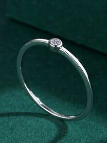 1pc Classic Round Geometric Couple Ring For Women, Suitable For Valentine's Day, Engagement, Daily Commute, Party, Gift Jewelry - White - View 4