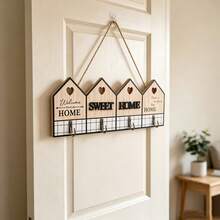 4-Piece Wooden Key Holder Wall Mount, Rustic Cabin Style Home Hooks For Entryway, Farmhouse Wall Art Decor Hanging Organizer, Decorative Key Rack Storage Solution For Modern Living Spaces - View 2
