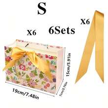 1/2/4/6 Sets de Bolsas de Regalo de Papel con Asas, Bolsas de Regalo para Fiestas con Diseño Floral y Cinta, Diseño Floral de Primavera y Rosa Romántico, Adecuado para Bodas, Cumpleaños, Día de San Valentín, Navidad, Acción de Gracias - Múltiples estilos - Ver 16