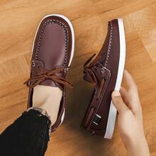 Men's Bean Loafers Comfortable All-Season New Style Slip-On Sneakers Fashion Shoes Niche Design British Style Shoes Business Casual Daily Walking Shoes, Vintage Round Toe Thick Sole Men's Dress Shoes Fashion Wear-Resistant Casual Men's Shoes - Brown - View 7