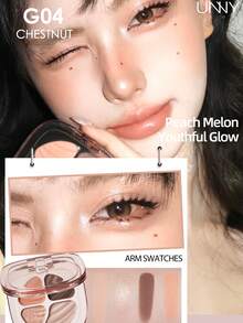UNNY CLUB Palet Eyeshadow 4 Warna 4,5g, Eyeshadow Glitter & Matte, Tekstur Multi-Finish, Pigmentasi Tinggi, Riasan Mata Tahan Lama, Formula Mudah Dibaurkan, Palet Mini Portabel, Highlighter Blush Eyeshadow, Palet Makeup 3-in-1 - G04 Chestnut - View 3