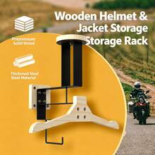 Motorcycle Helmet Wall Mount Bracket, Tactical Gear Wall Rack, Solid Wood Body Armor Stand, Jacket Board Hook Display Storage Rack, Motorcycle Helmet Wall Mount Display, Suitable For Police, Football, Cycling, Skiing Equipment, Coats, Veterinarian Hat Set, Natural Wood Color - View 2