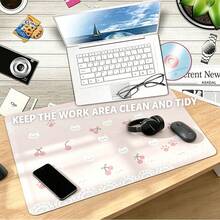 PU Leather Desk Pad Protector, Korean Ins Style Pink Polka Dot Cherry Cat Paw Lace Sweet Girly Y2K Cute Mouse Pad, Waterproof Non-Slip - View 5