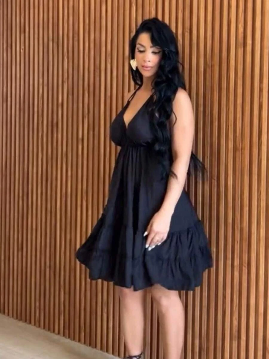 Short Dress Costs Nude - Black - View 1