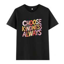 Fashionable New Casual Short-Sleeve Letter Print Versatile Round Neck T Spring And Summer Outdoor Breathable Comfortable Casual Short-Sleeve Shirt - 黑色 - 查看 1