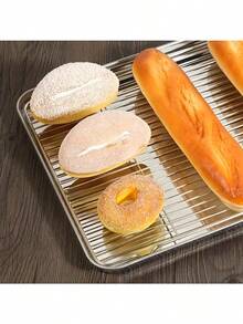 1pc Stainless Steel Mesh Oil Drip Tray Set, Can Be Used As Oven Rack/Baking Cooling Rack, For Grilling, Baking, Cooling, Draining, Oven And Vegetable Preparation, Durable Kitchen Supplies, Suitable For Home And Outdoor Camping Cookware, Essential Kitchen Baking And Grilling Item. - S - View 2