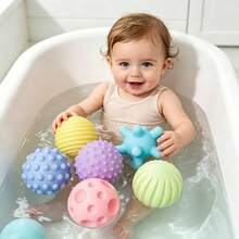 6pcs Baby Sensory Balls Soft Textured Tactile Massage Grip Balls Squeaky Teething Toys Suitable For Newborns Infants Montessori Early Learning Development Bath Play Gift Random Colors - Multicolor - View 6