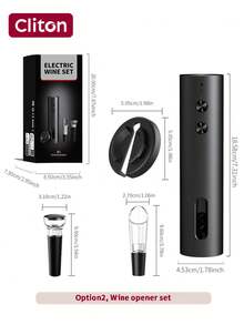 CLITON Rechargeable Electric Wine Opener Gift, 4 Options: Single Opener, Basic Kit, Classic Kit, Premium Kit, Wonderful Gift For New Year, Christmas, Valentine's Day, Birthday, Wedding & Housewarming, Perfect Present For Home Bar - Other - View 10