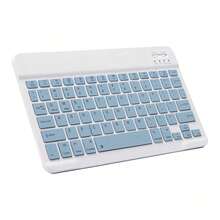 Teclado Bluetooth Ultra Delgado, Teclado Inalámbrico Mini Portátil, Recargable, Compatible con Teléfono Apple, Tableta, Teléfono, Smartphone, IOS, Android, Windows - niebla azul - Ver 6